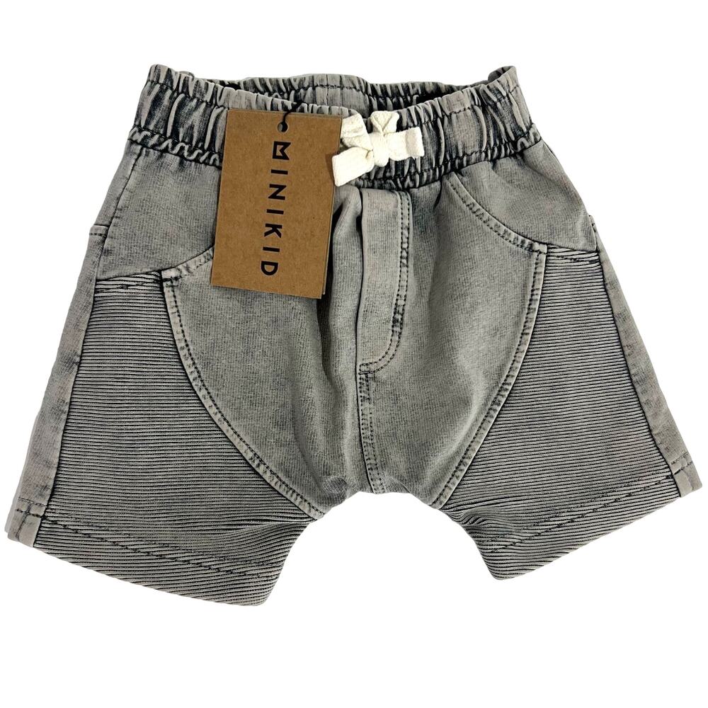 Minikid Gray Marmo Biker Paneled Shorts Size 2/3 New